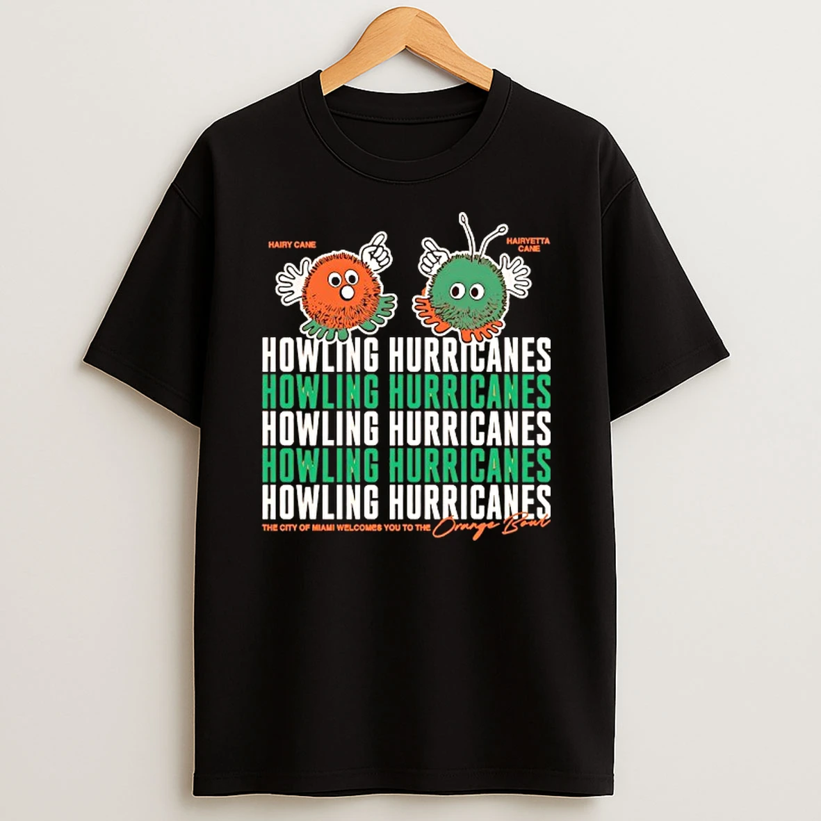 Miami Hurricanes Orange Hairy And Hairyetta Howling Hurricanes T Shirt