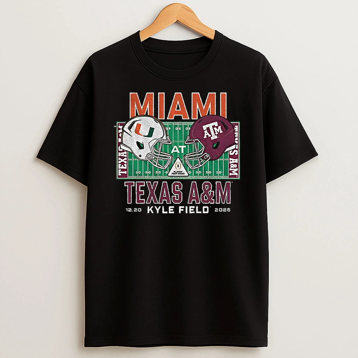 Miami Hurricanes Vs Texas Am Aggies 2025 College Football Playoff Kyle Field Stadium December 20 T Shirt