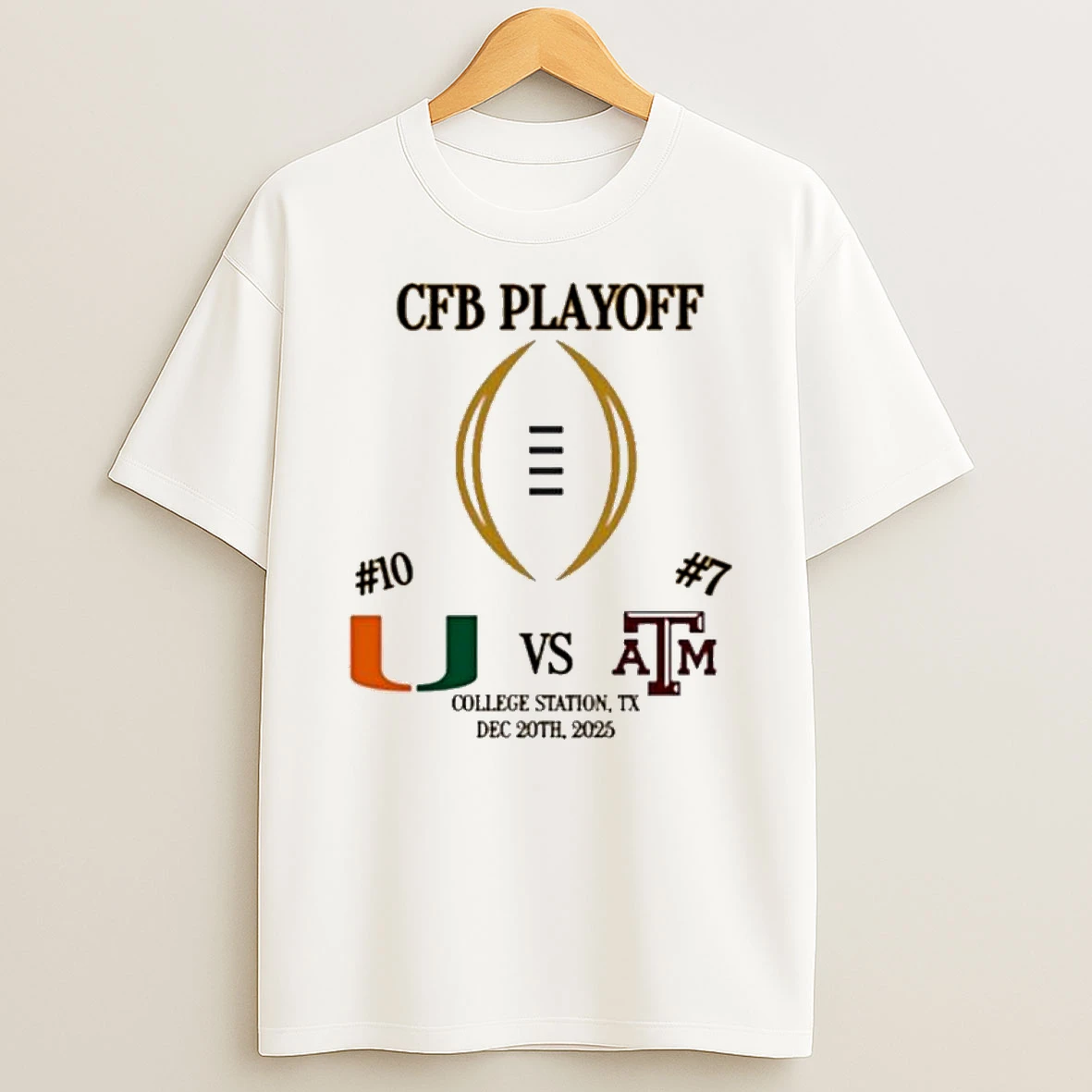 Miami Hurricanes Vs Texas Am Aggies College Football Playoff College Station Tx Dec 20th 2025 Matchup T Shirt