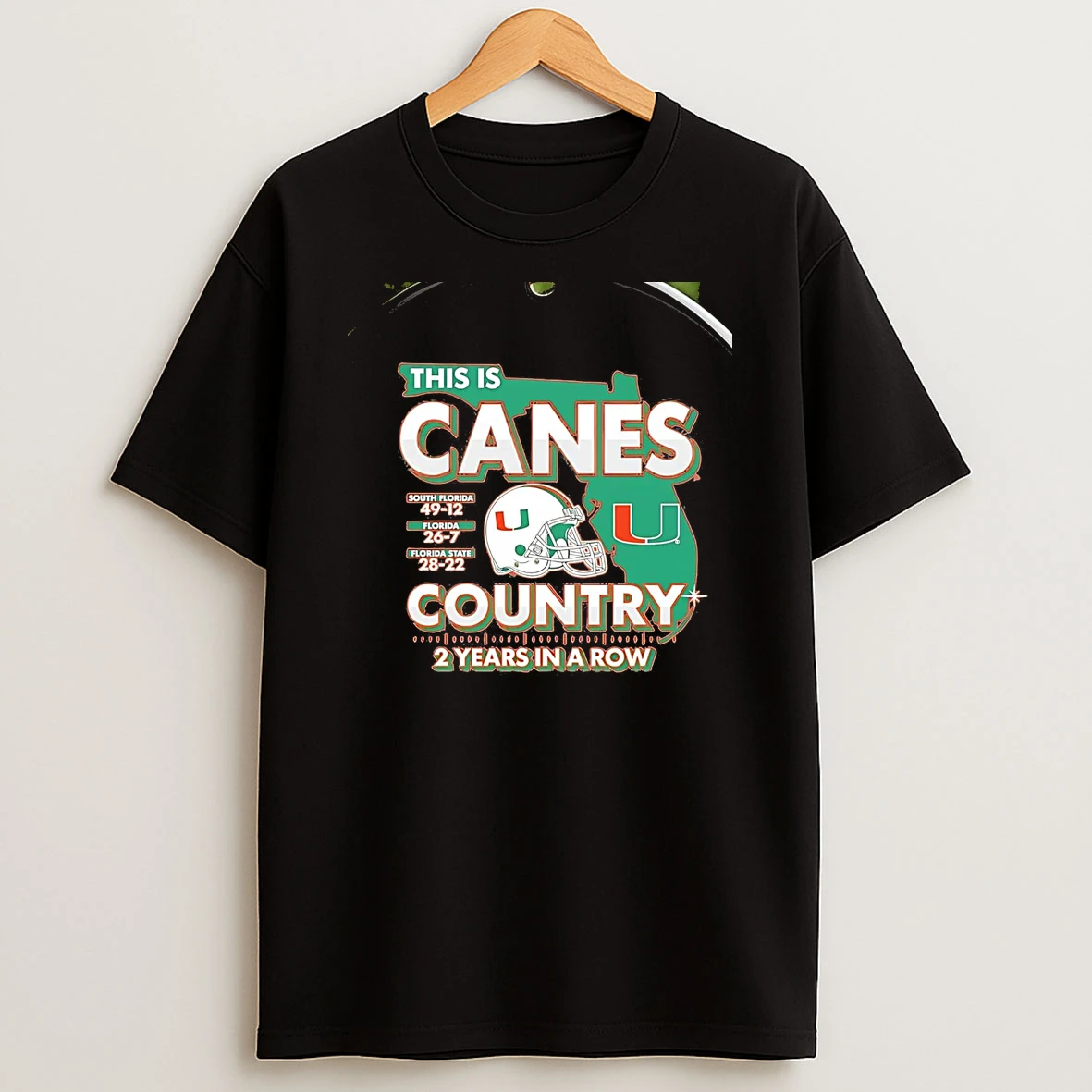 Miami Hurricanes This Is Canes Country 2 Years In A Row Chriast T Shirt