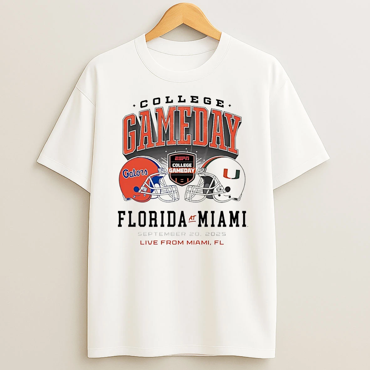 Miami Hurricanes Vs Florida Gators 2025 Espn College Gameday T Shirt