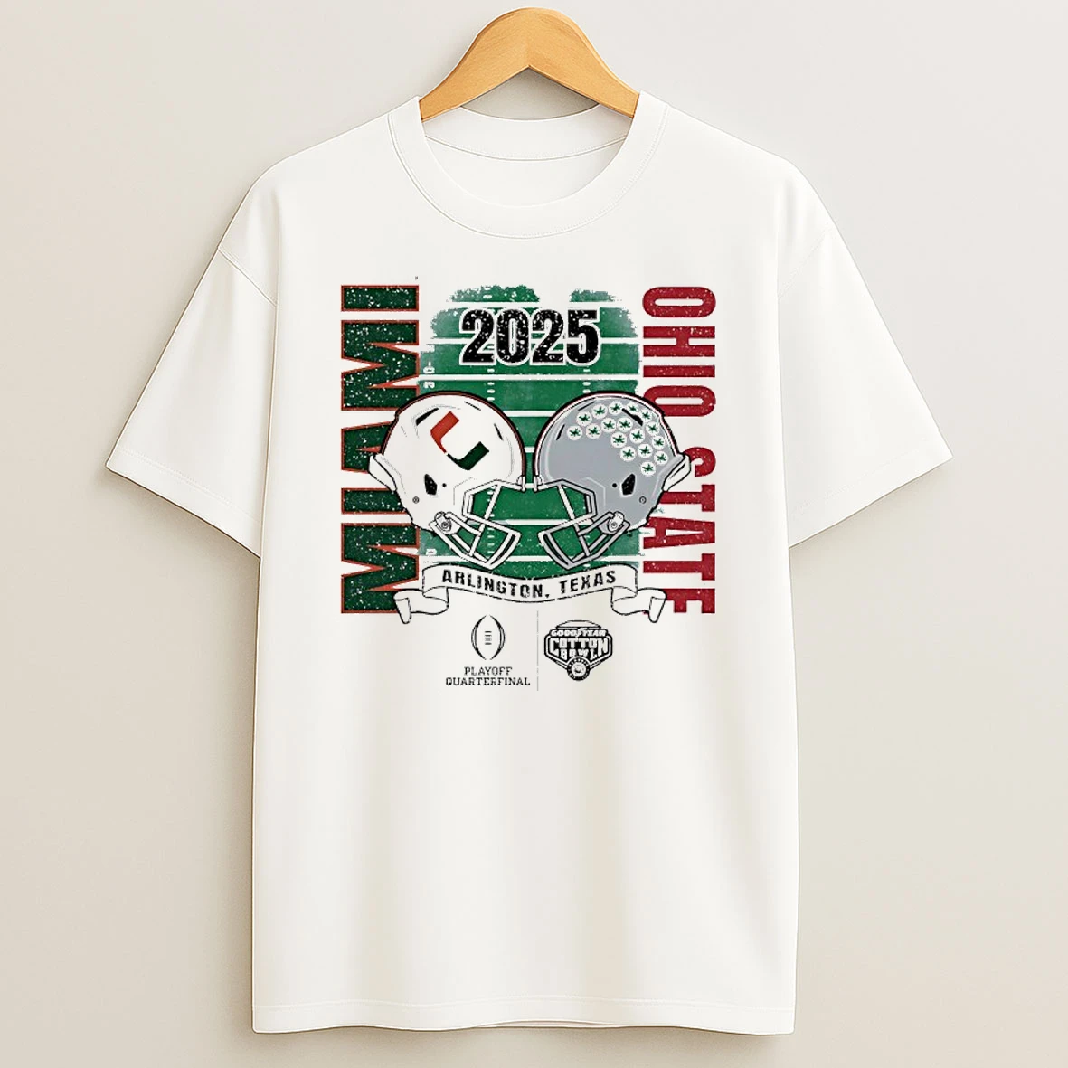 Miami Hurricanes Vs Ohio State Buckeyes Cfp Goodyear Cotton Bowl Arlington Texas T Shirt