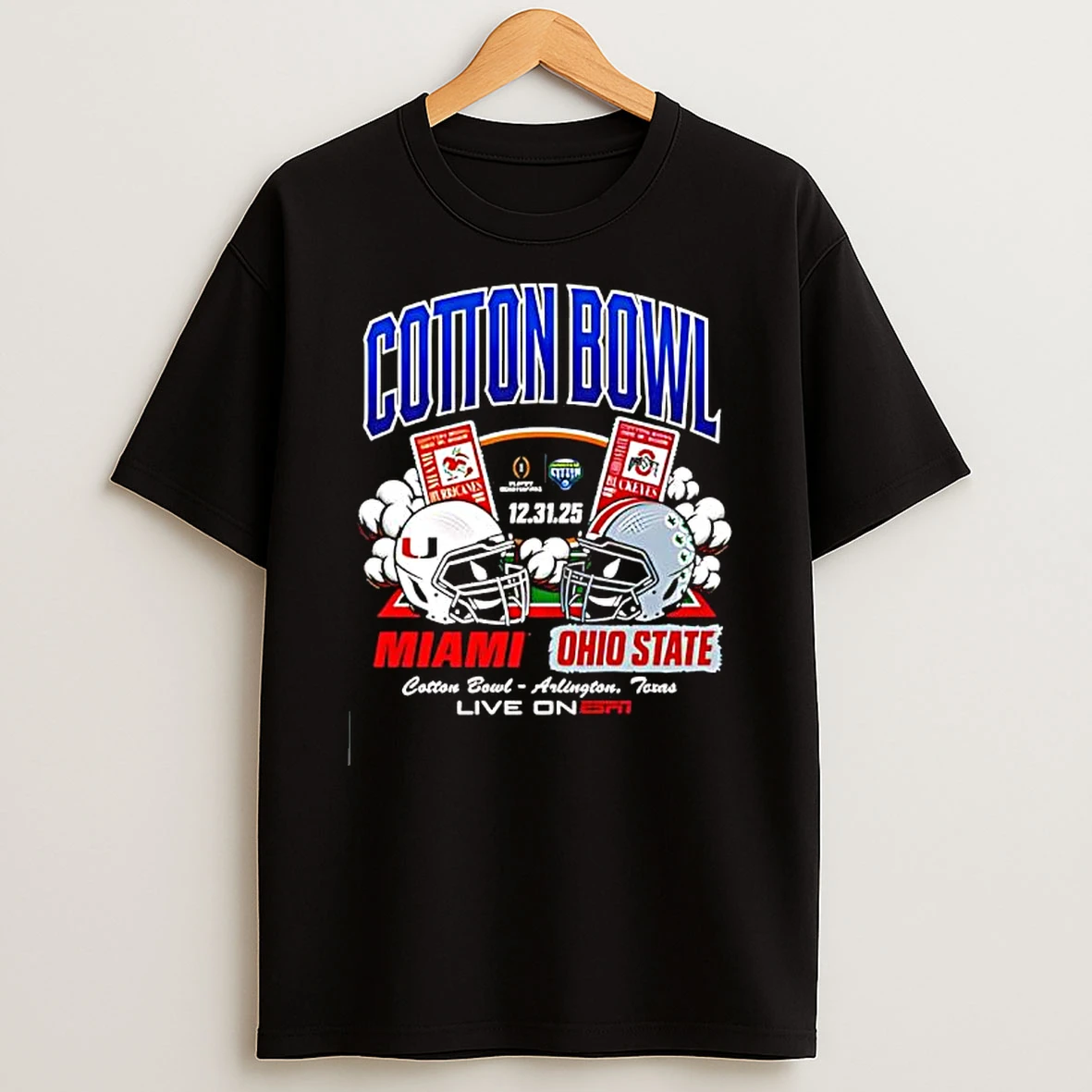 Miami Hurricanes Vs Ohio State Buckeyes December 31st 2025 Cotton Bowl Football Game T Shirt
