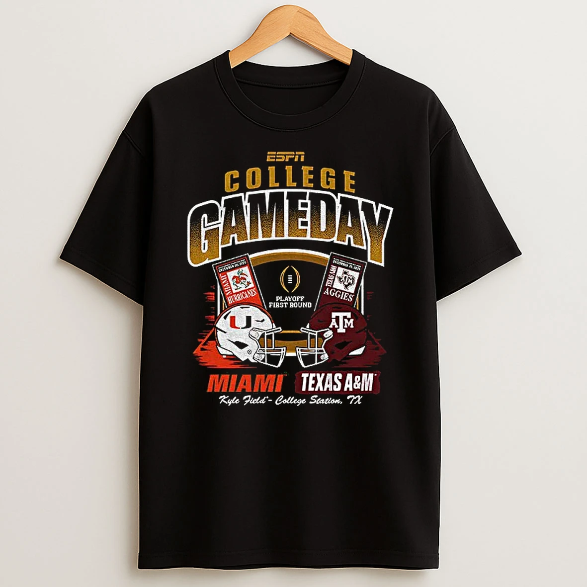 Miami Hurricanes Vs Texas Am Aggies 2025%ce%b3co26 College Football Playoff Game Day T Shirt