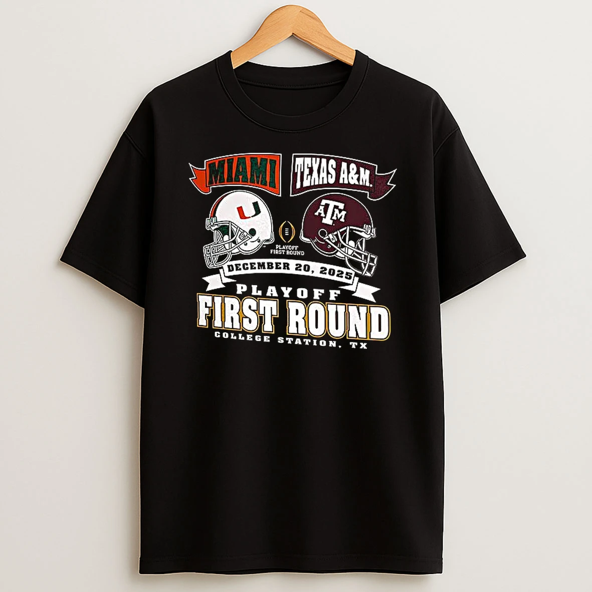 Miami Hurricanes Vs Texas Am Aggies Helmet Playoff First Round T Shirt