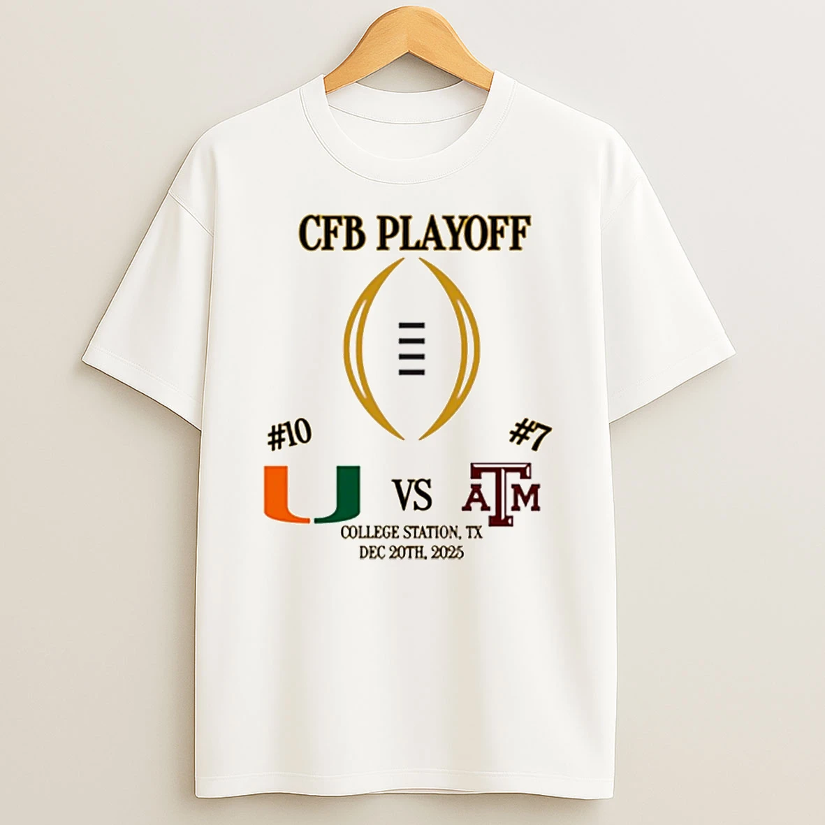 Miami Hurricanes Vs Texas Am Aggies 2025 Cfp First Round T Shirt