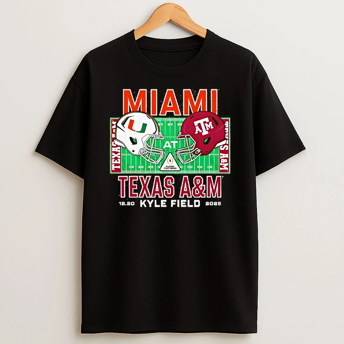 Miami Hurricanes Vs Texas Am Aggies 2025 College Football Playoff T Shirt
