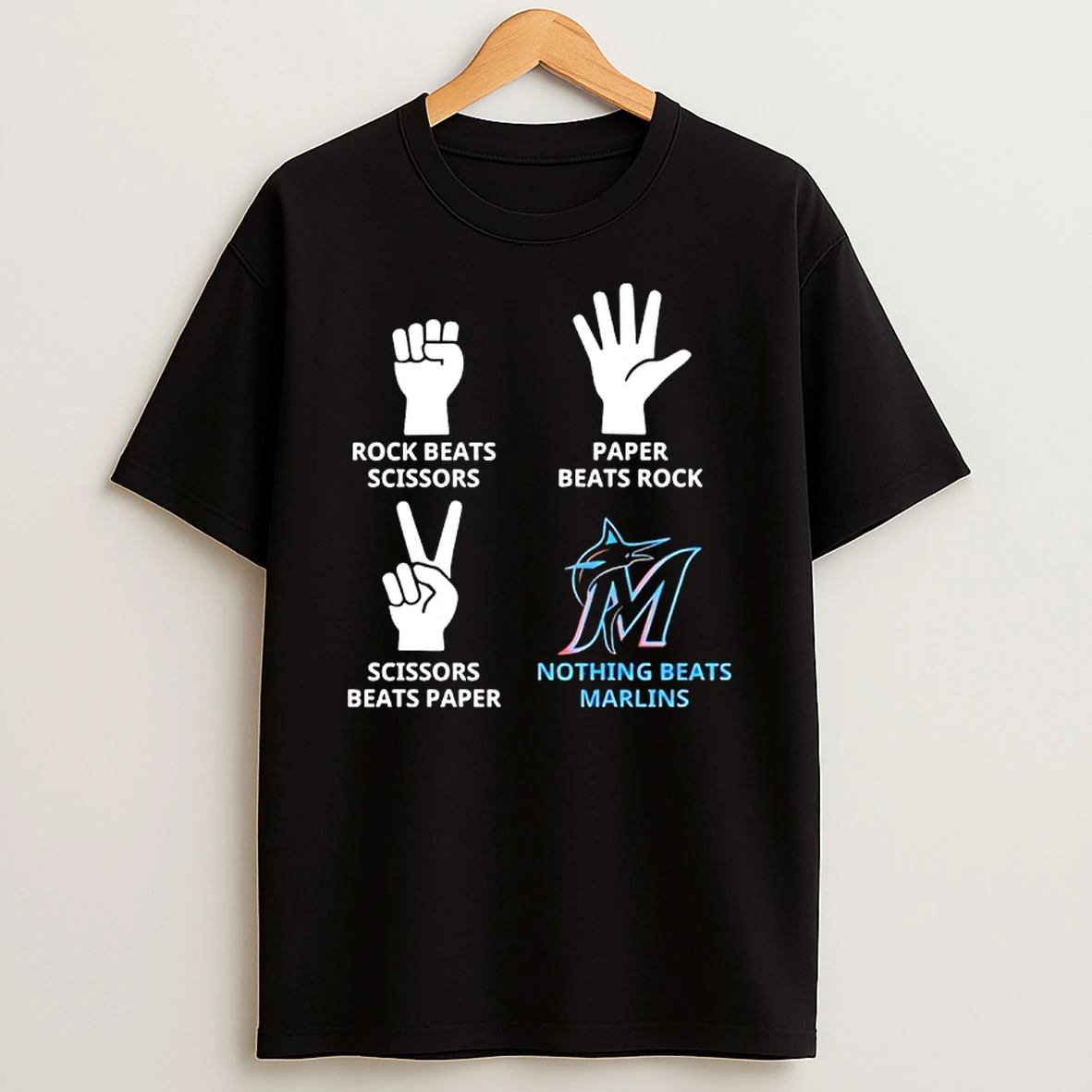 Miami Marlins Nothing Beats Rock Beats Scissors Paper Beats Rock Scissors Beats Paper T Shirt