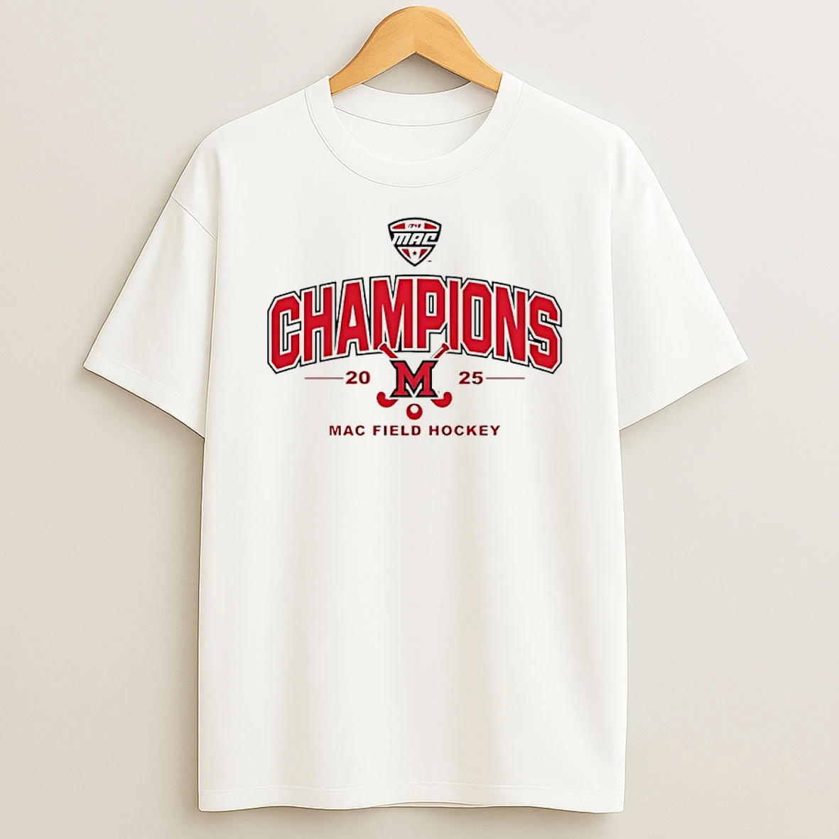 Miami Redhawks 2025 Mac Field Hockey Champions T Shirt