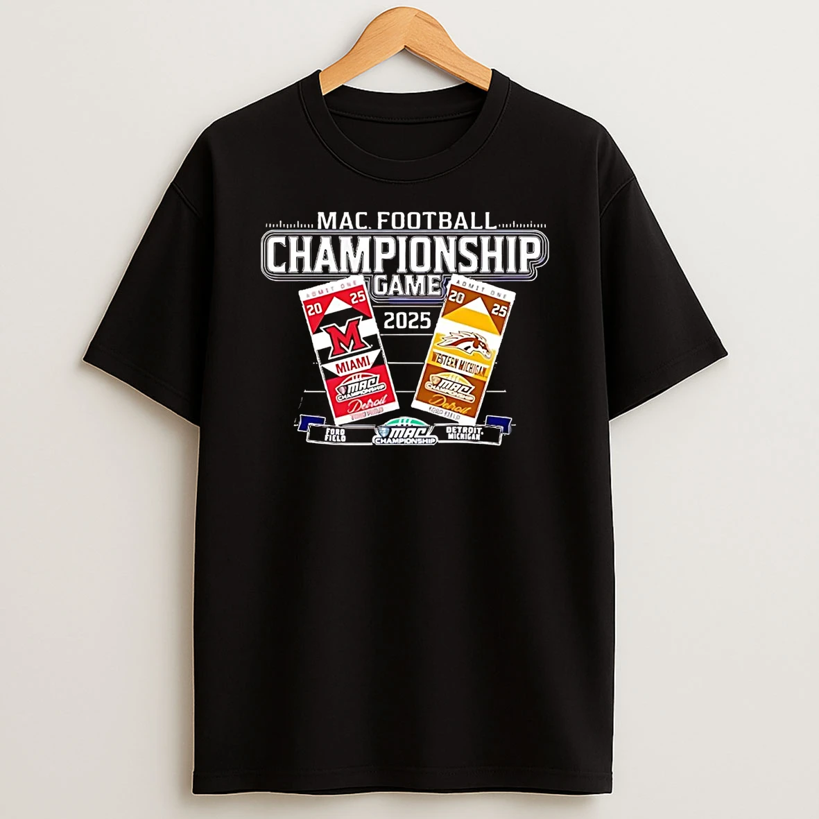 Miami Redhawks Vs Western Michigan Broncos 2025 Mac Championship Game T Shirt