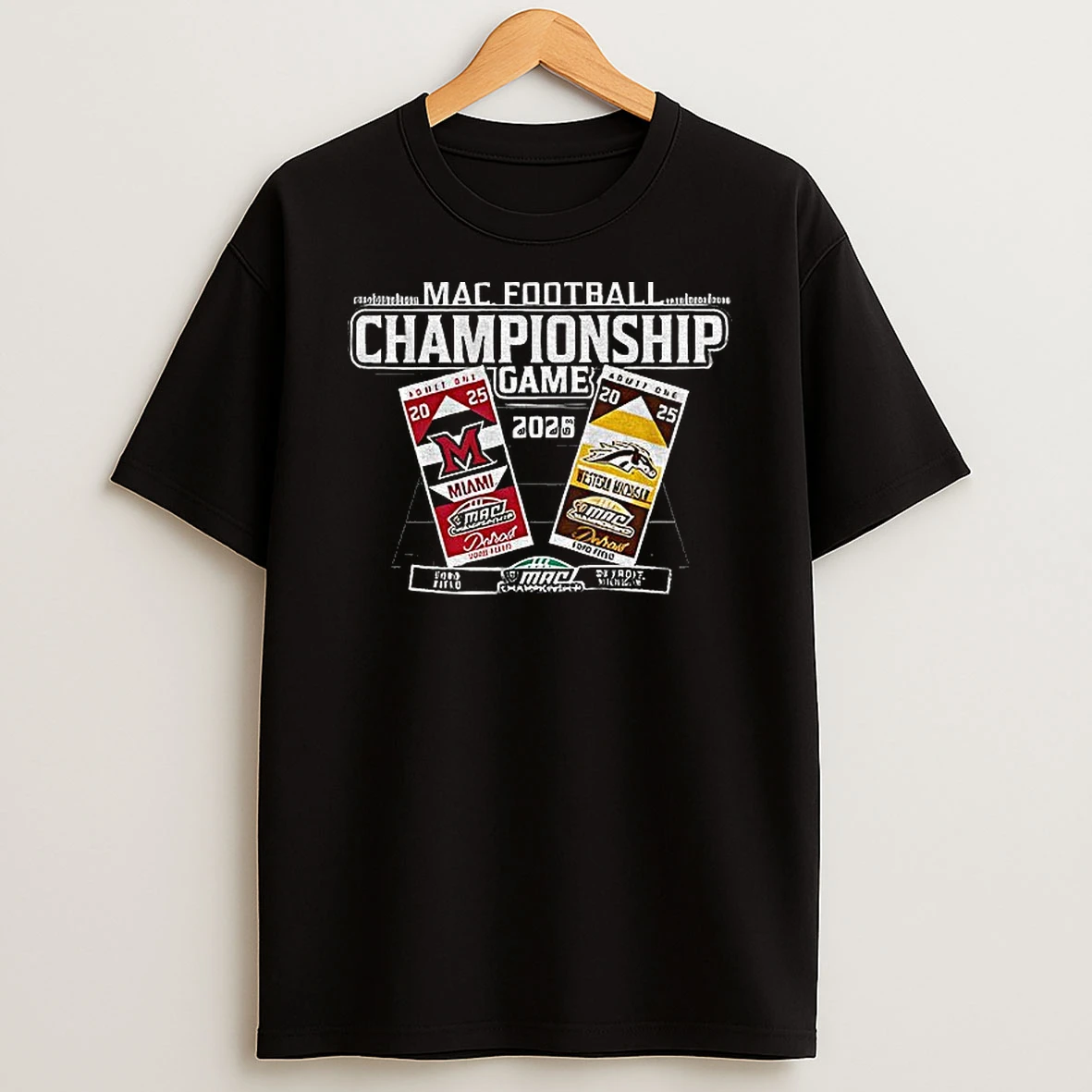 Miami Redhawks Vs Western Michigan Broncos Mac Football Championship Game 2025 T Shirt