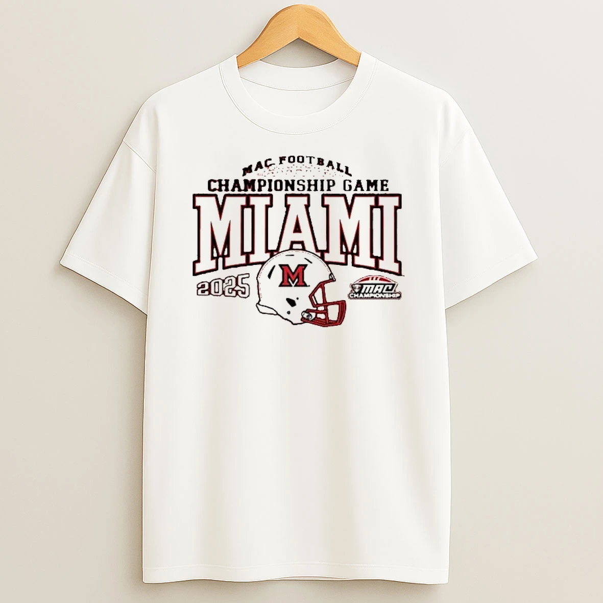 Miami Redhawks 2025 Mac Football Championship Bound Helmet T Shirt