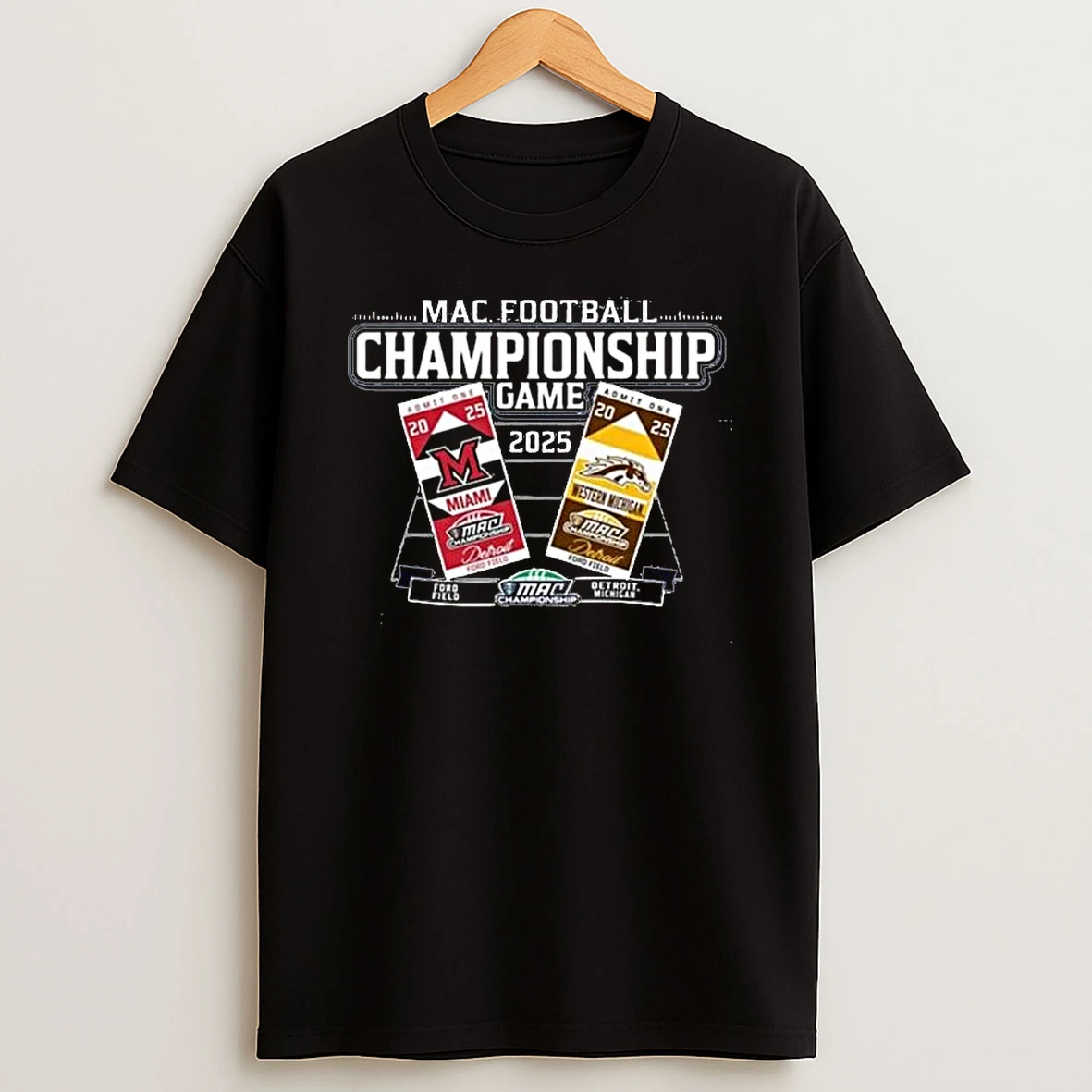 Miami Redhawks Vs Western Michigan Mac 2025 Football Championship Game Tickets T Shirt