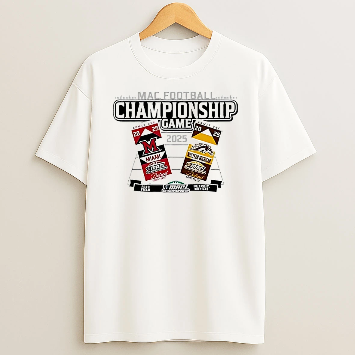 Miami Redhawks Vs Western Michigan Broncos 2025 Mac Football Championship Game Ticket Circle T Shirt