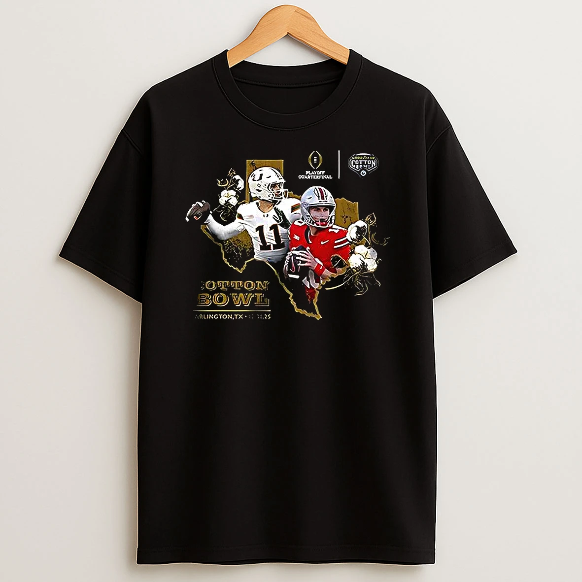 Miami Vs Ohio State Texas Map Cotton Bowl 2025 T Shirt