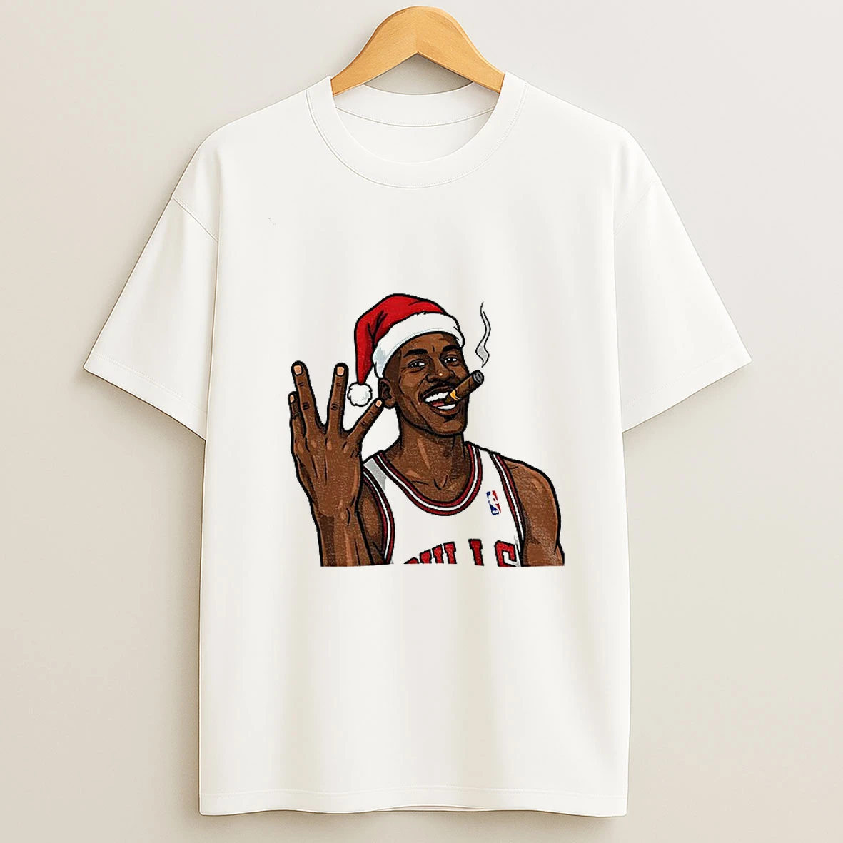 Michael Jordan Smoking Santa Hat Chicago Bulls Basketball Merry Christmas T Shirt