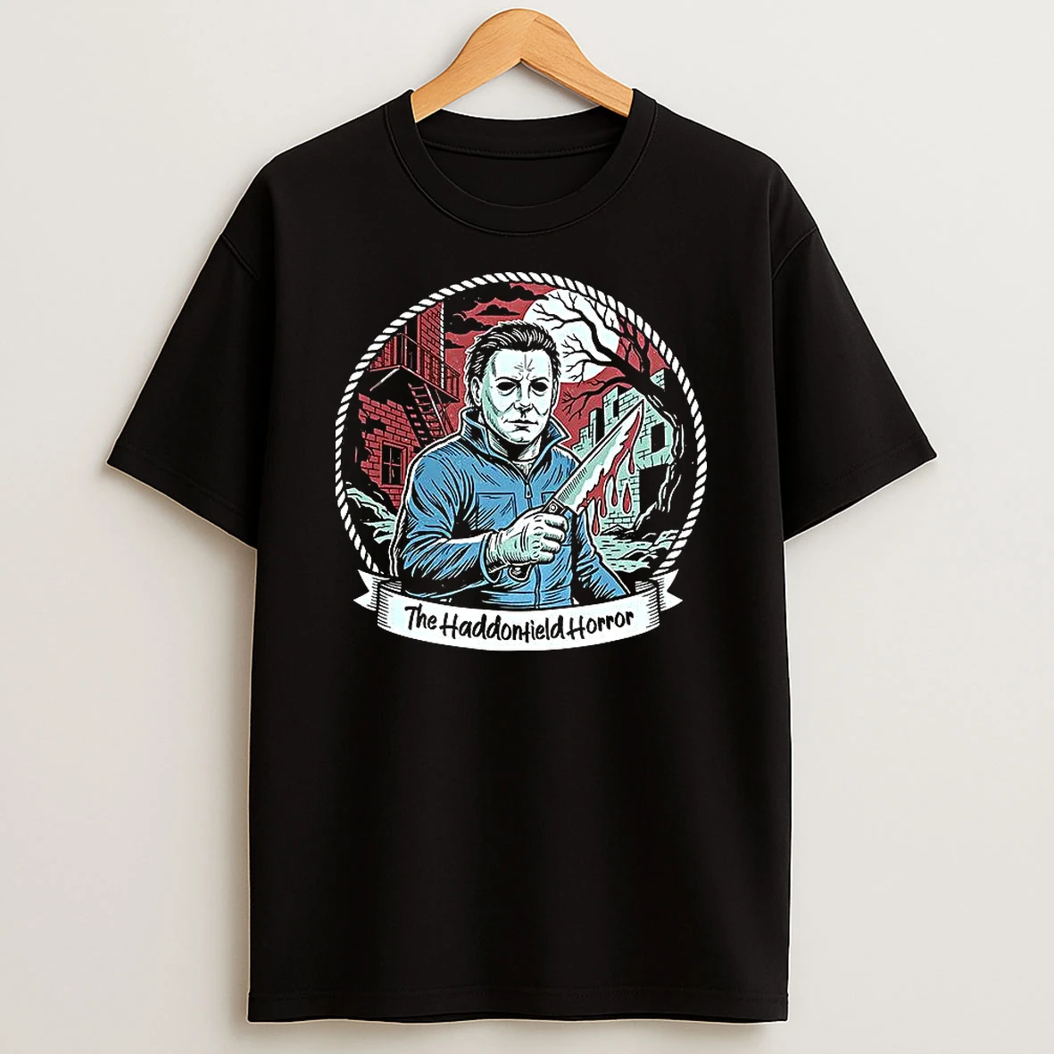 Michael Myers The Haddonfield Horror Badge T Shirt