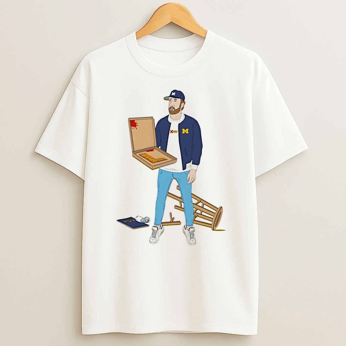 Michigan Wolverines Football Holding Pizza Meme T Shirt