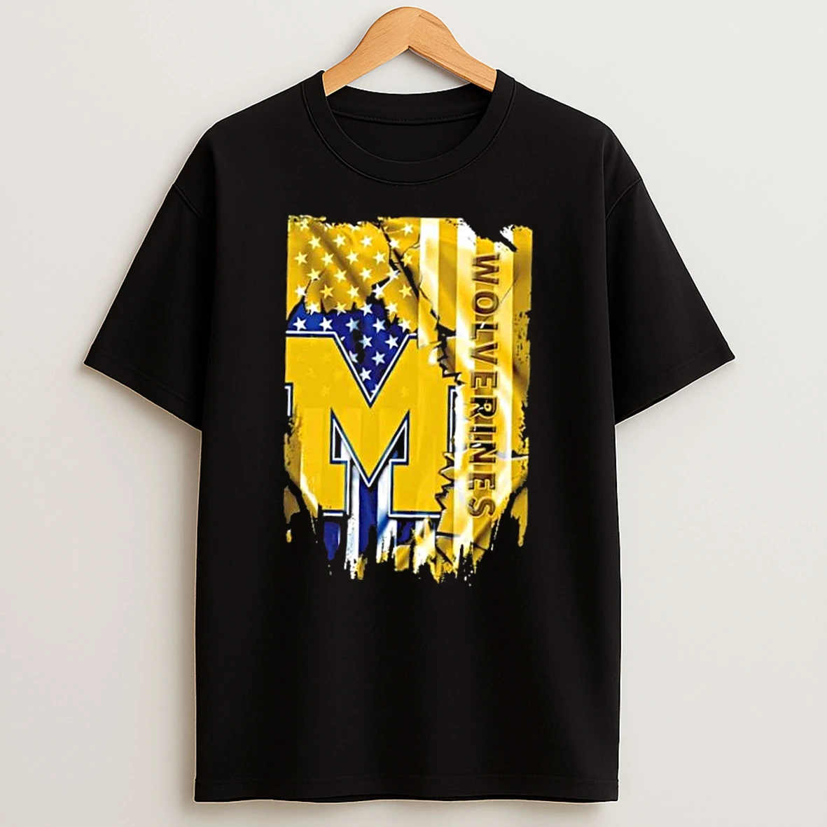 Michigan Wolverines Football X American Flag T Shirt