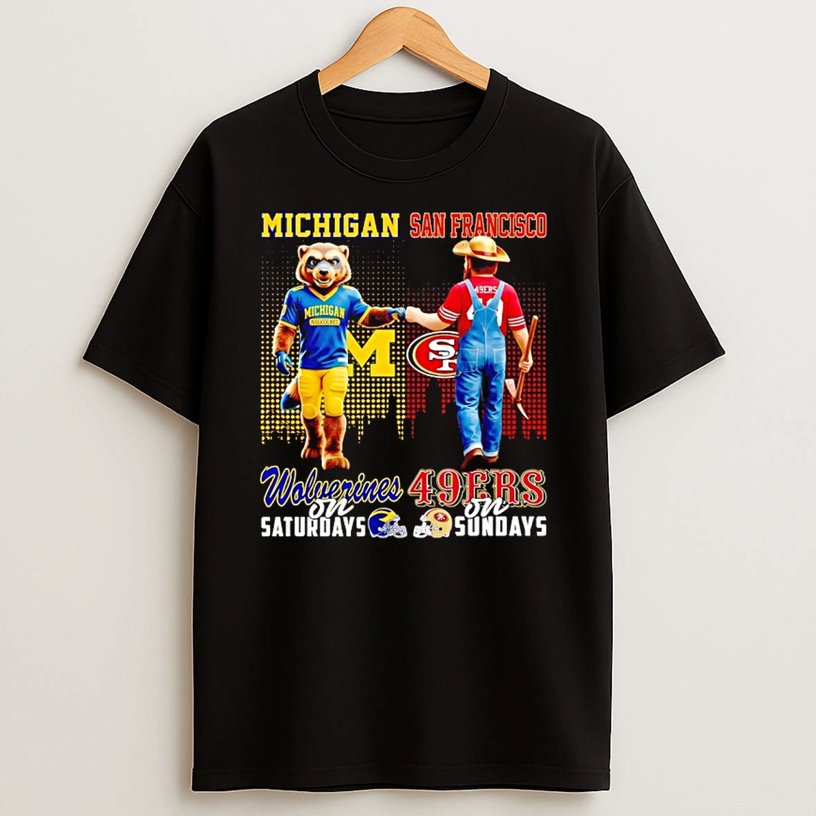 Michigan Wolverines On Saturdays X San Francisco 49ers On Sunday Mascot T Shirt