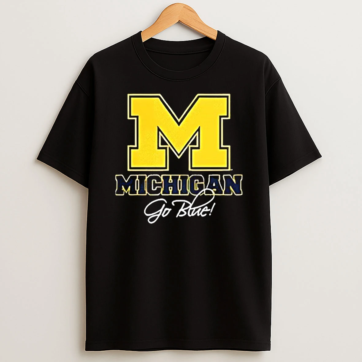 Michigan Wolverines Football Go Blue Slogan Logo T Shirt