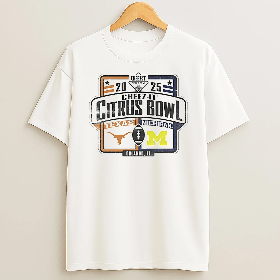 Michigan Wolverines Vs Texas Longhorns 2025 Cheez It Citrus Bowl Matchup Circle T Shirt