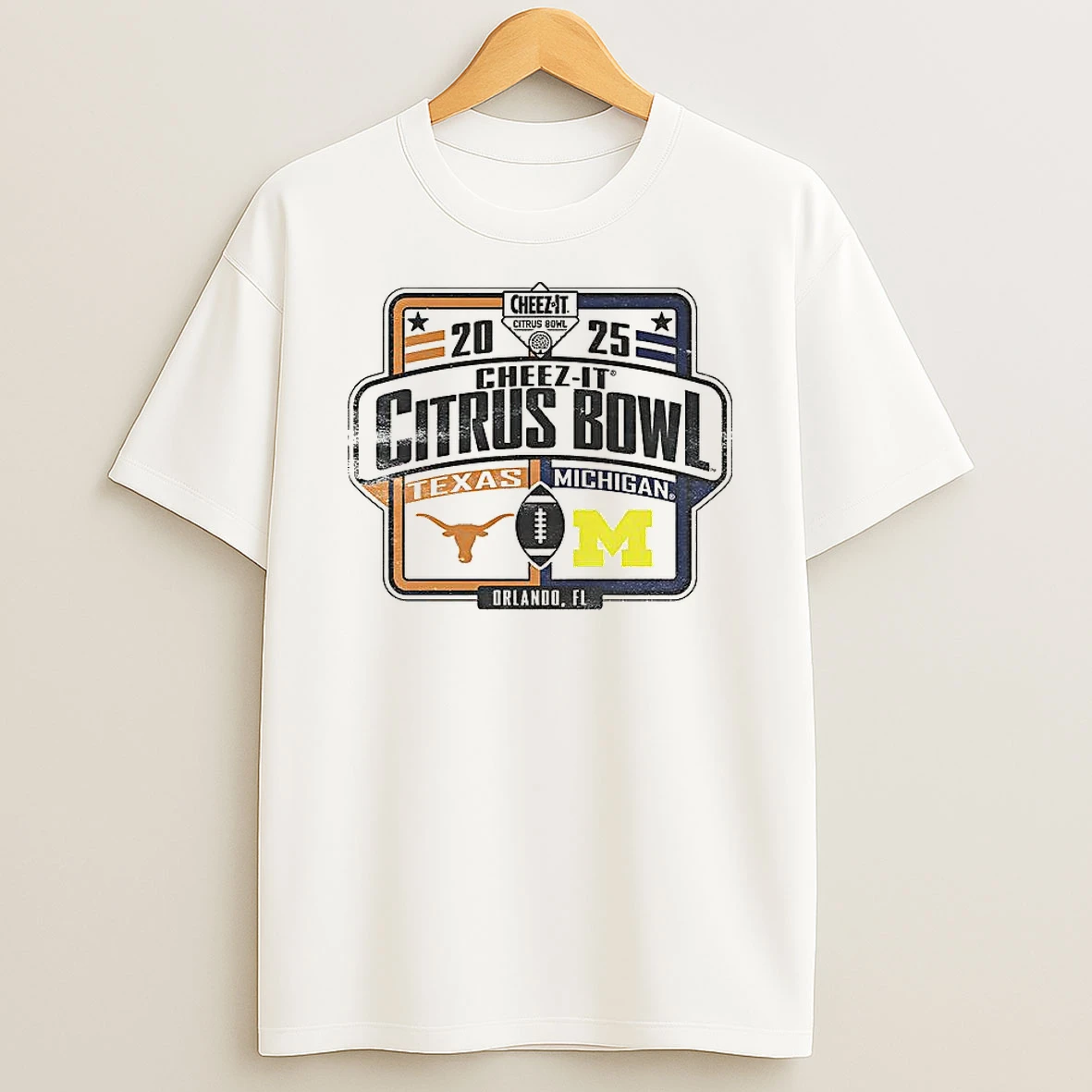 Michigan Wolverines Vs Texas Longhorns 2025 Cheez It Citrus Bowl T Shirt