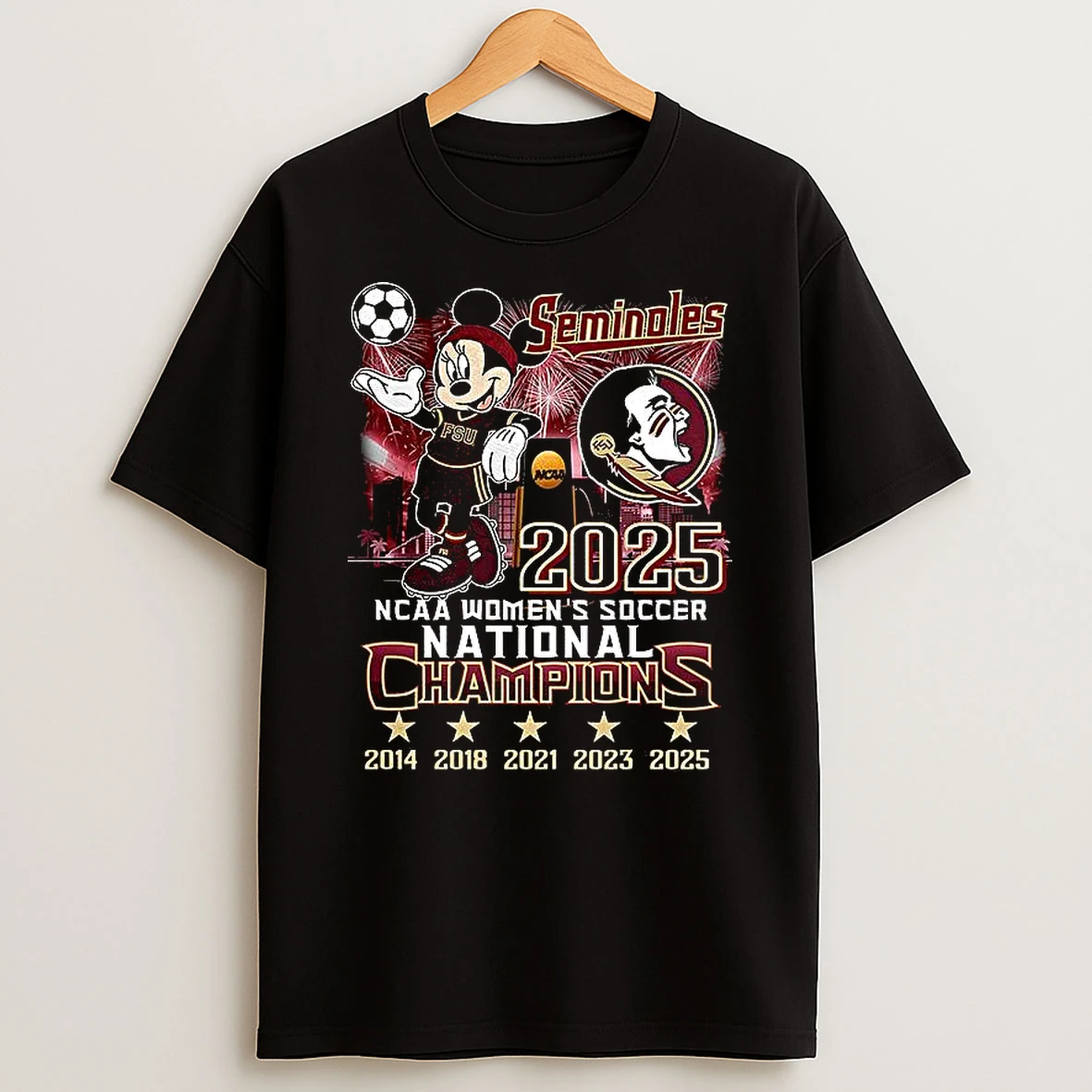 Mickey Florida State Seminoles 2025 Ncaa Womens Soccer Champions T Shirt