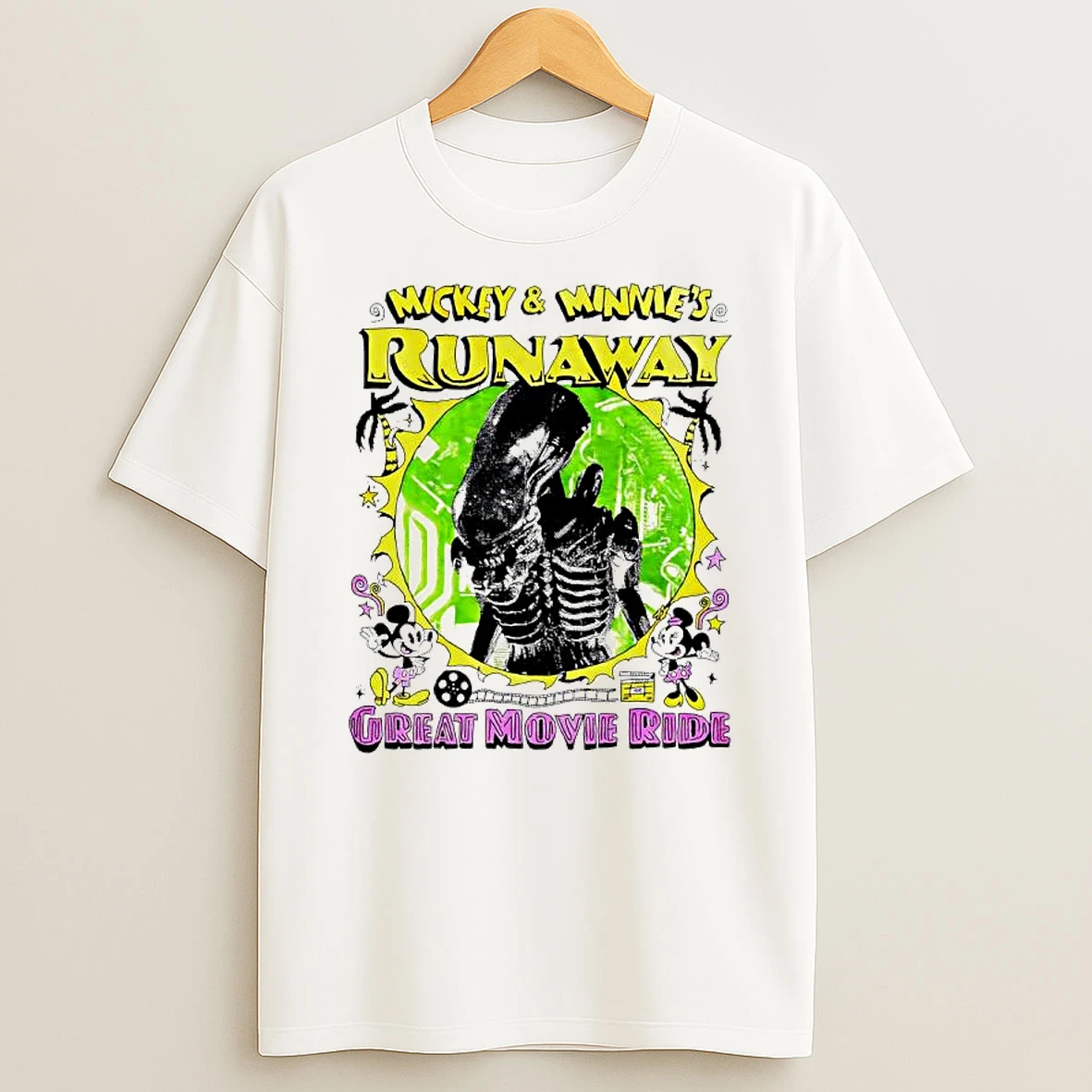 Mickey Minnie With An Alien Xenomorph Great Movie Ride Graphic T Shirt