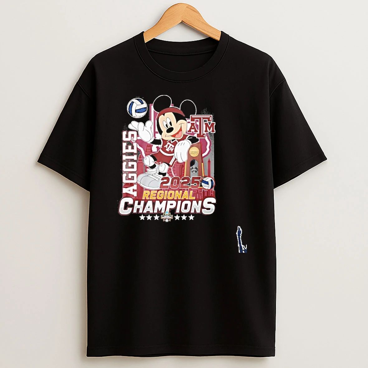 Mickey Mouse X Texas Am Aggies 2025 Volleyball Regional Champions T Shirt