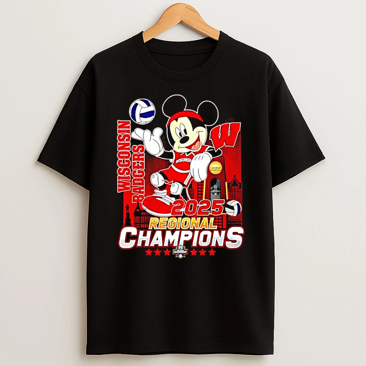 Mickey Wisconsin Badgers 2025 Regional Champions T Shirt