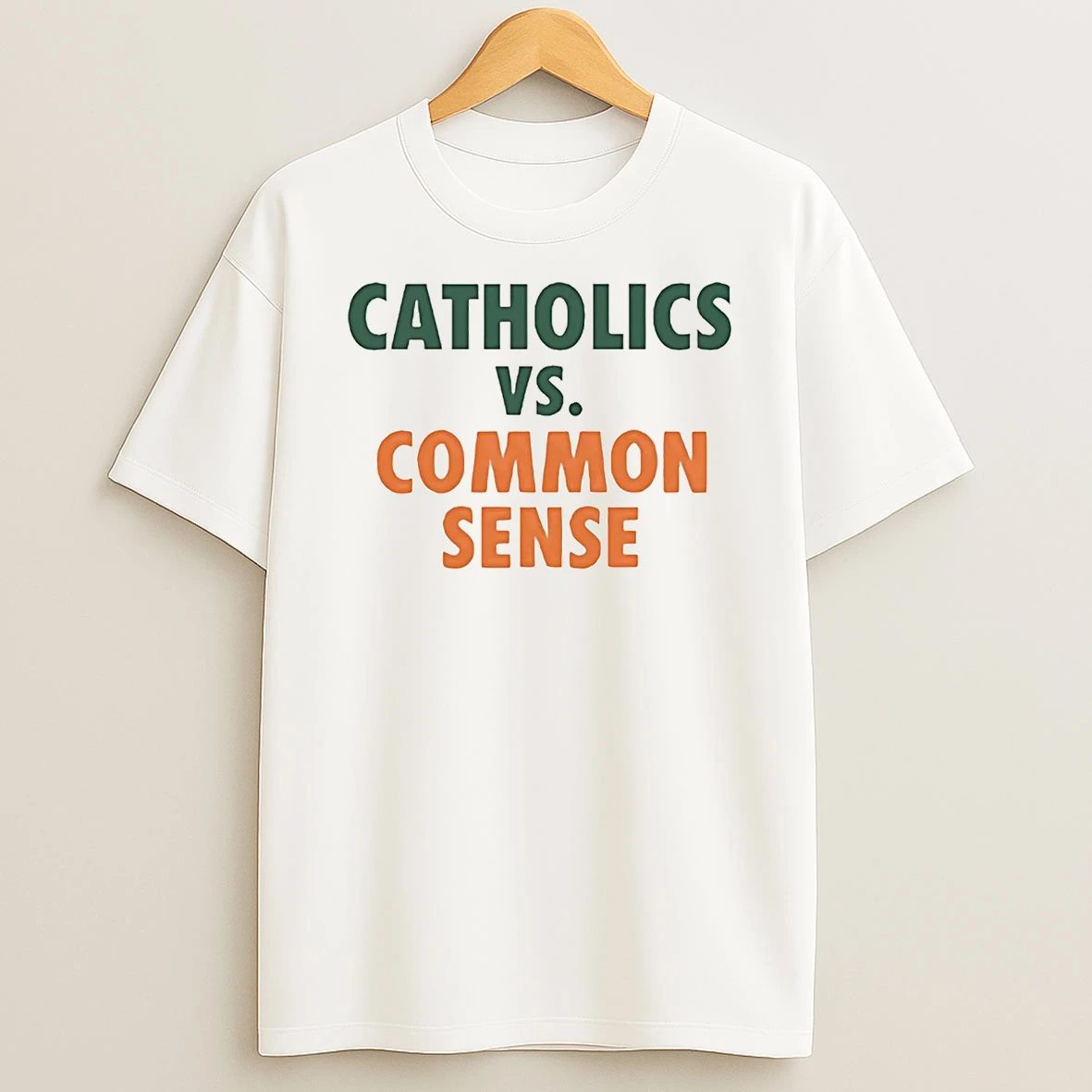 Mike Ryan Wearing Catholics Vs Common Sense T Shirt