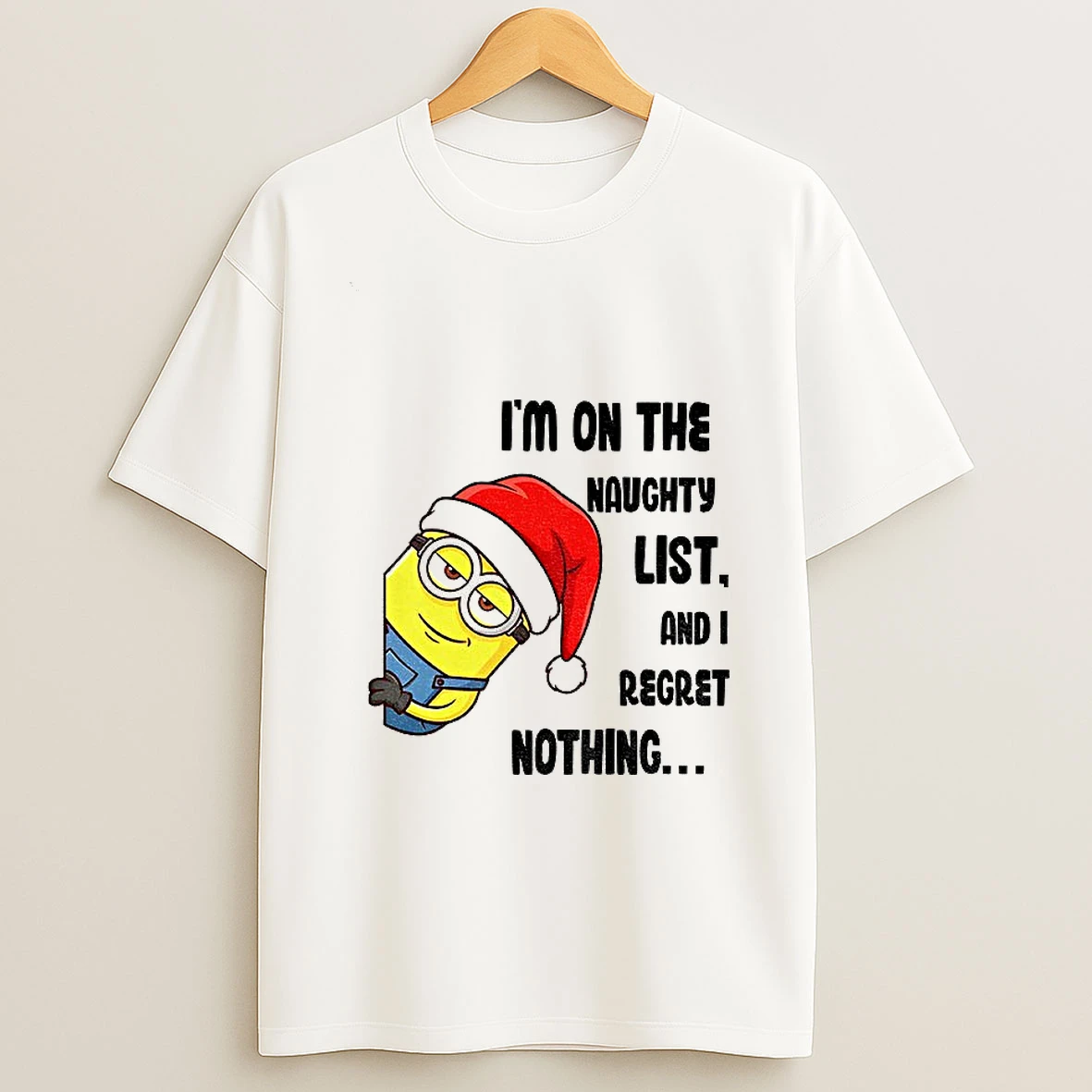 Minion Im On The Naughty List And I Regret Nothing Merry Christmas T Shirt