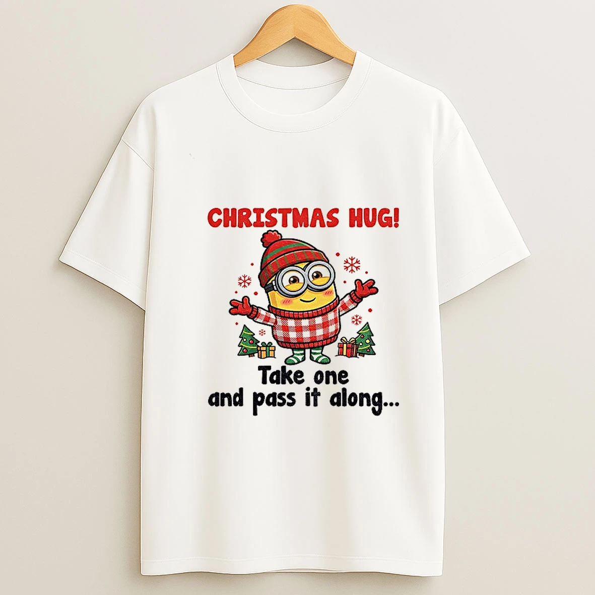 Minion Santa Christmas Hug Take One And Pass It Along Christmas T Shirt