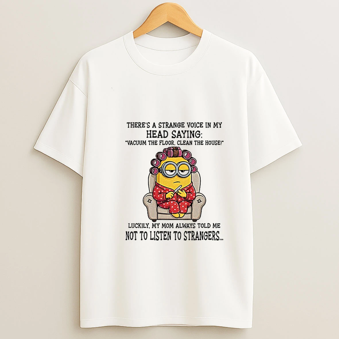 Minion Theres A Strange Voice In My Head Saying Vacuum The Floor Clean The House Christmas T Shirt