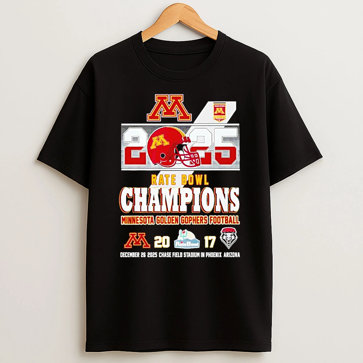 Minnesota Golden Gophers 2025 Rate Bowl Champions 20 17 Score T Shirt
