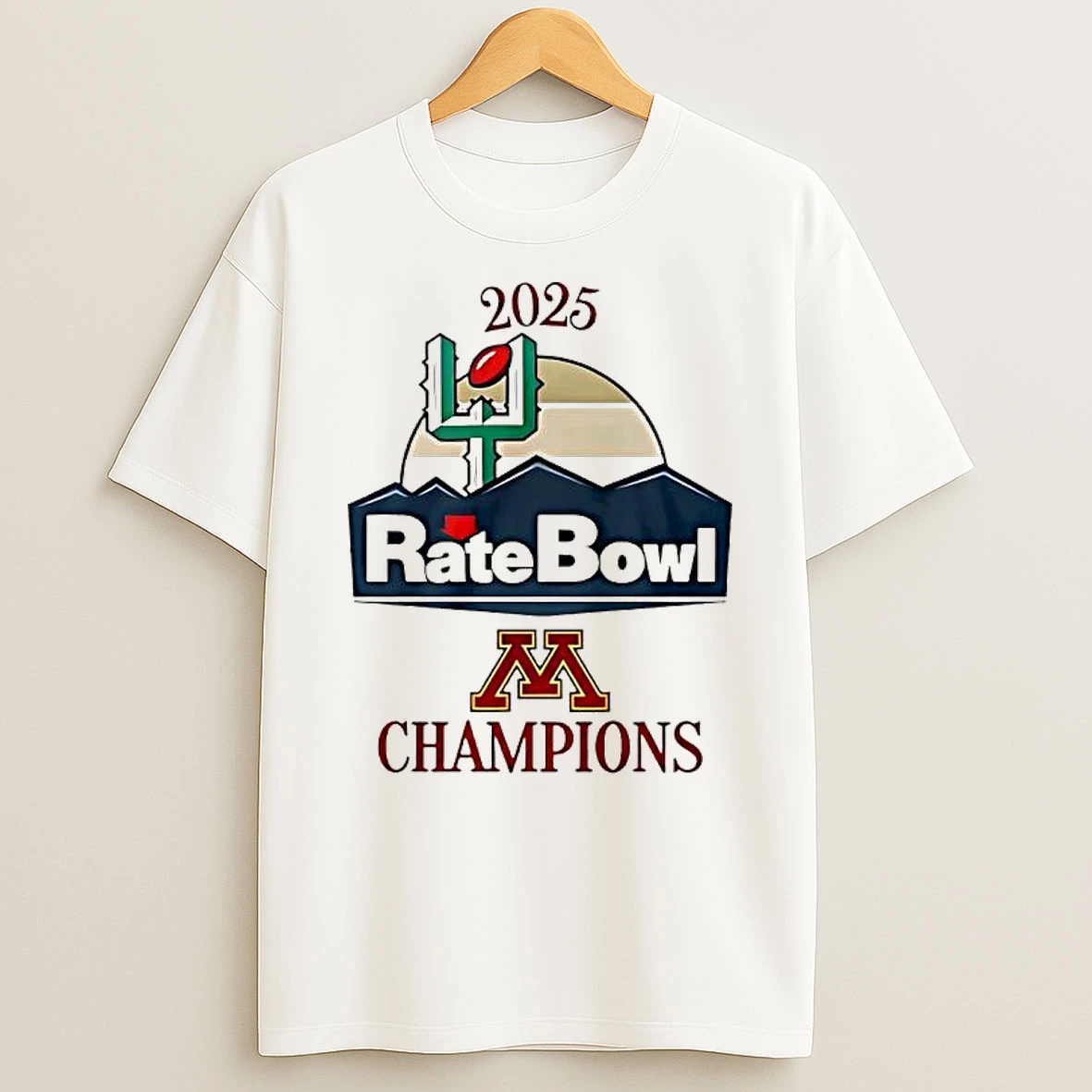 Minnesota Golden Gophers 2025 Rate Bowl Champions Logo T Shirt