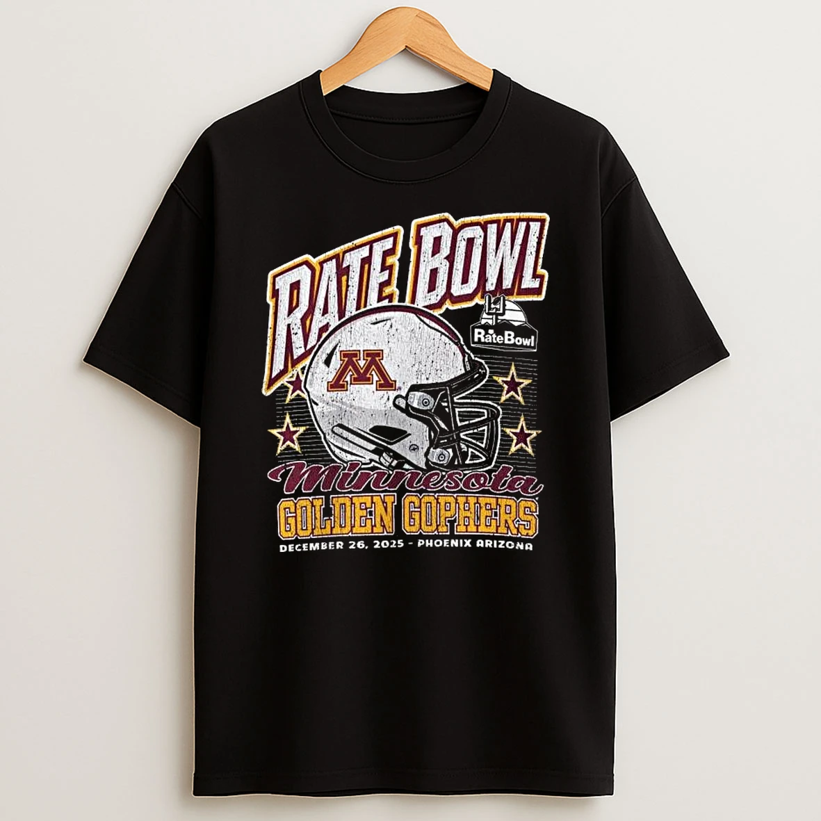 Minnesota Golden Gophers Football 2025 Rate Bowl Helmet T Shirt