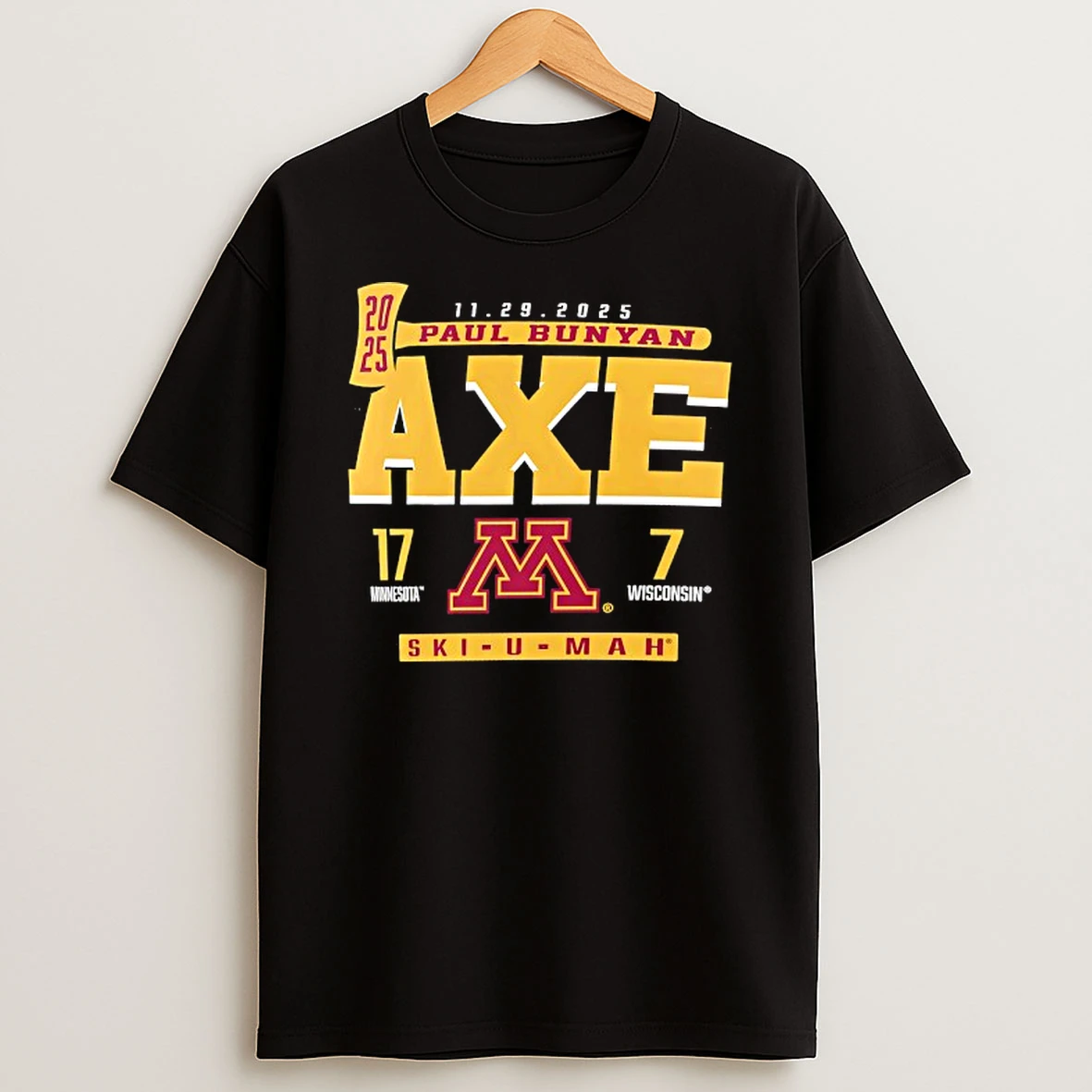 Minnesota Golden Gophers Vs Wisconsin Badgers 2025 Paul Bunyans Axe Score T Shirt