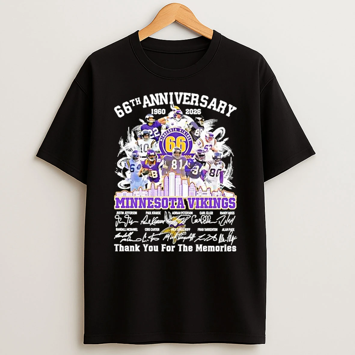 Minnesota Vikings 1960 2026 66th Anniversary Thank For The Memories Signatures T Shirt