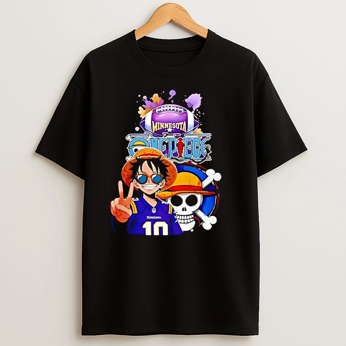 Minnesota Vikings X One Piece Jersey Americas Team Straw Hat T Shirt
