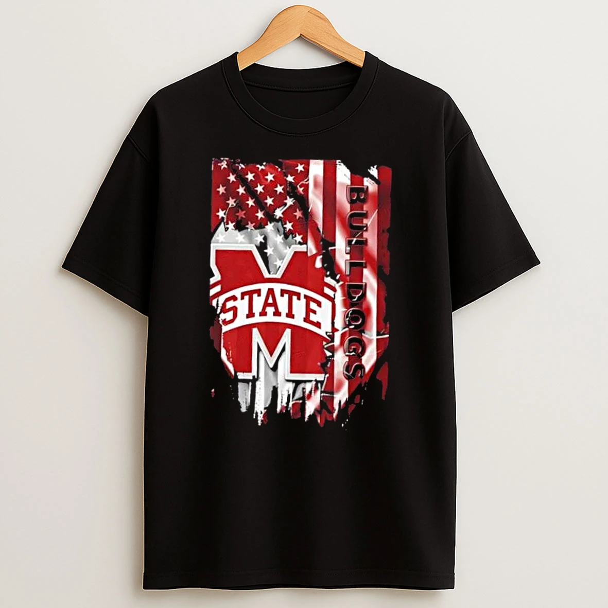 Mississippi State Bulldogs Football X American Flag T Shirt