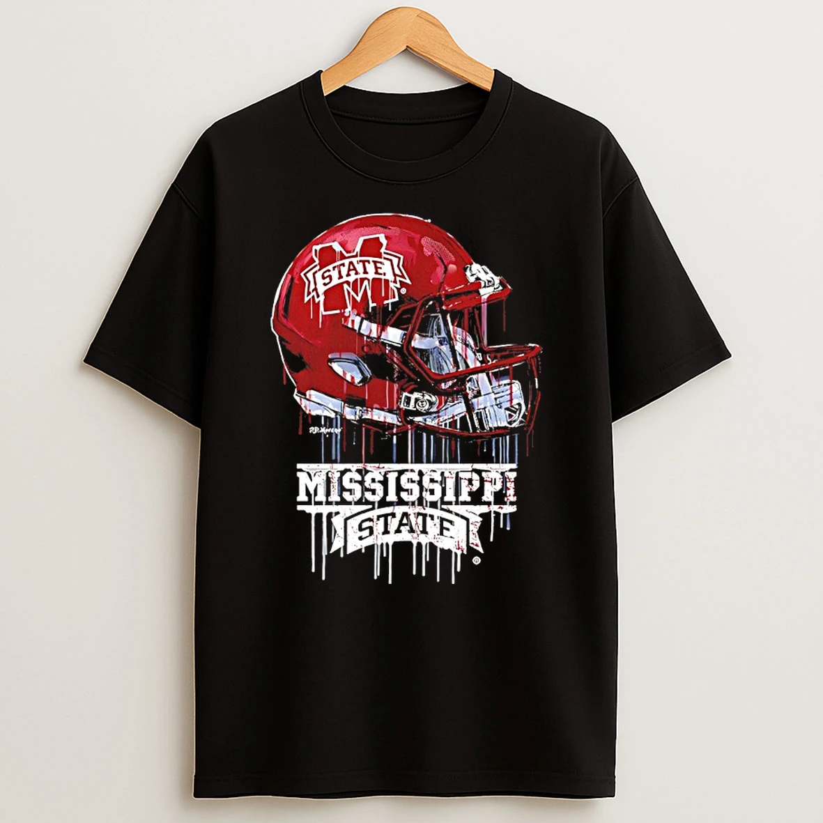 Mississippi State Bulldogs Vive La Fete Dripping Football Helmet T Shirt