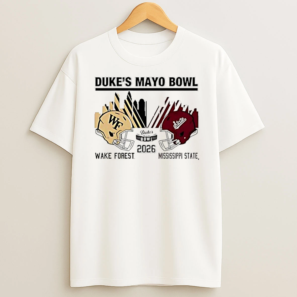 Mississippi State Vs Wake Forest 2026 Dukes Mayo Bowl Match Up Skyline T Shirt