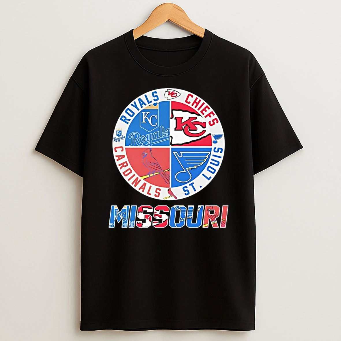 Missouri Kansas City Chiefs Kansas City Royals And St Louis Cardinals St Louis Blues T Shirt