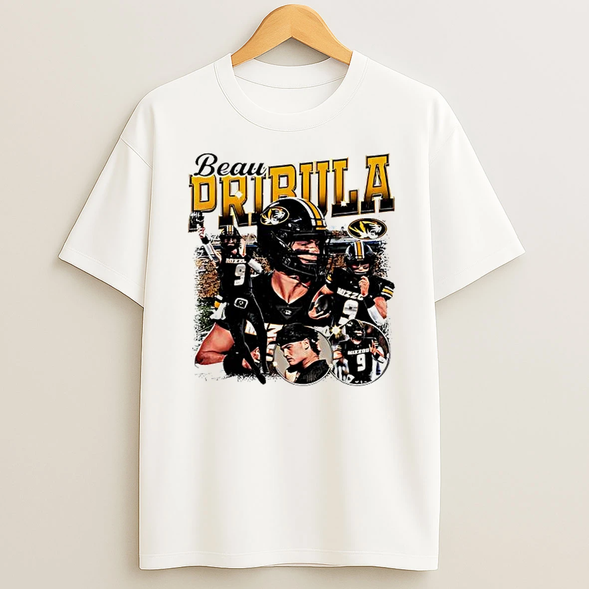 Mizzou Tigers Nil Beau Pribula 9 Player T Shirt