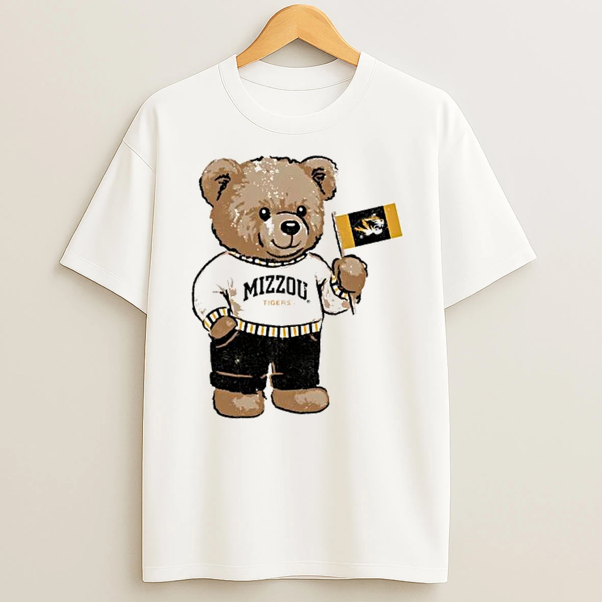 Mizzou Tigers Teddy Bear Flag Butter T Shirt