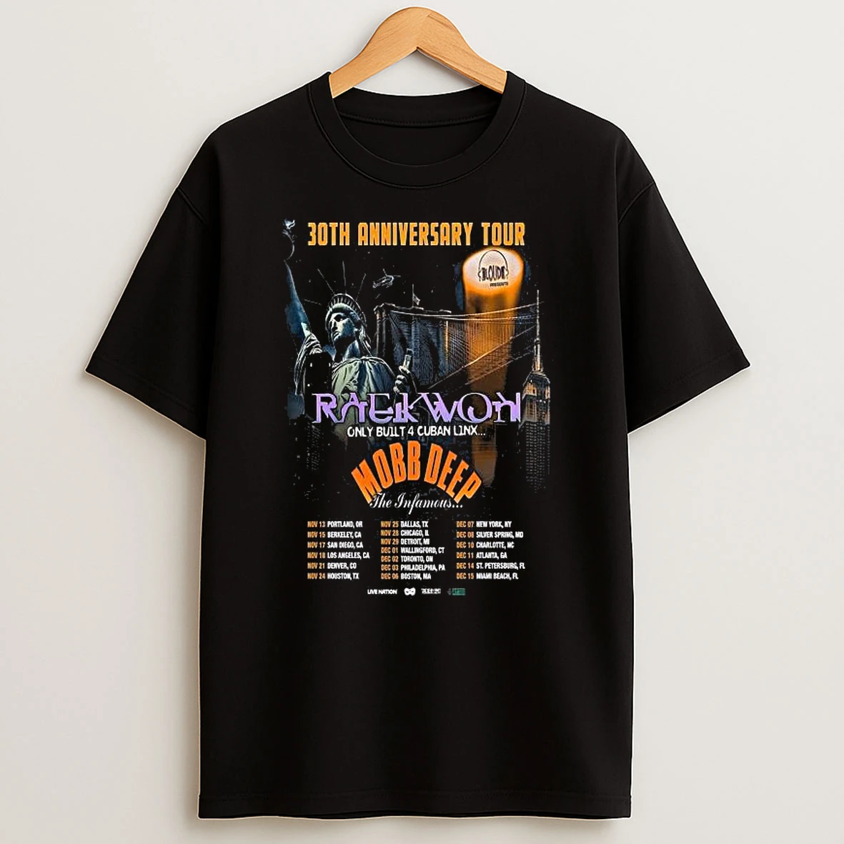 Mobb Deep The Infamous 30th Anniversary Tour 2025 North American City Dates T Shirt