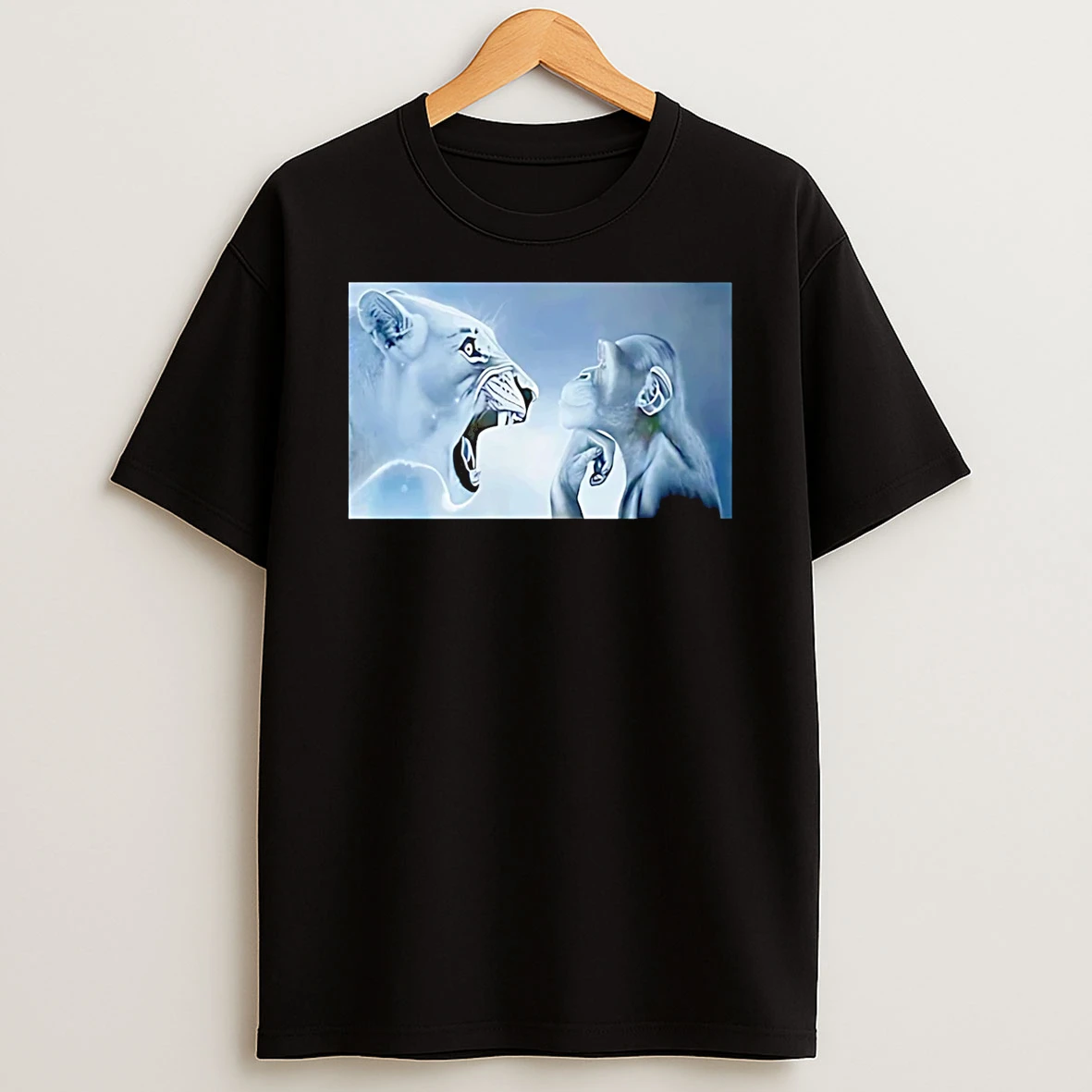 Monkey And Lion Stare Meme T Shirt