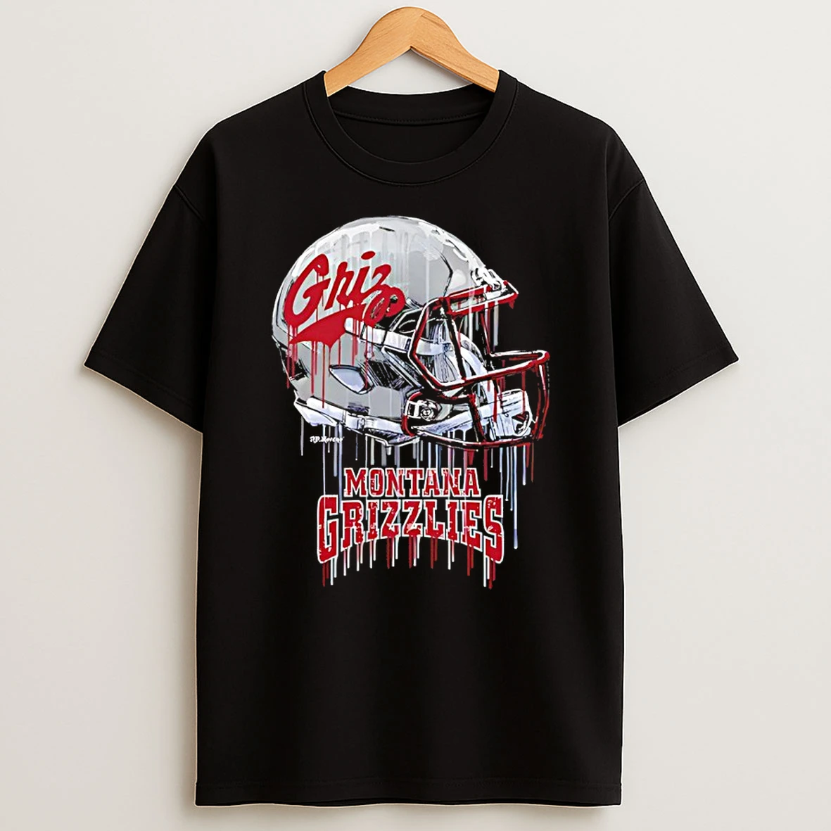 Montana Grizzlies Vive La Fete Dripping Football Helmet T Shirt